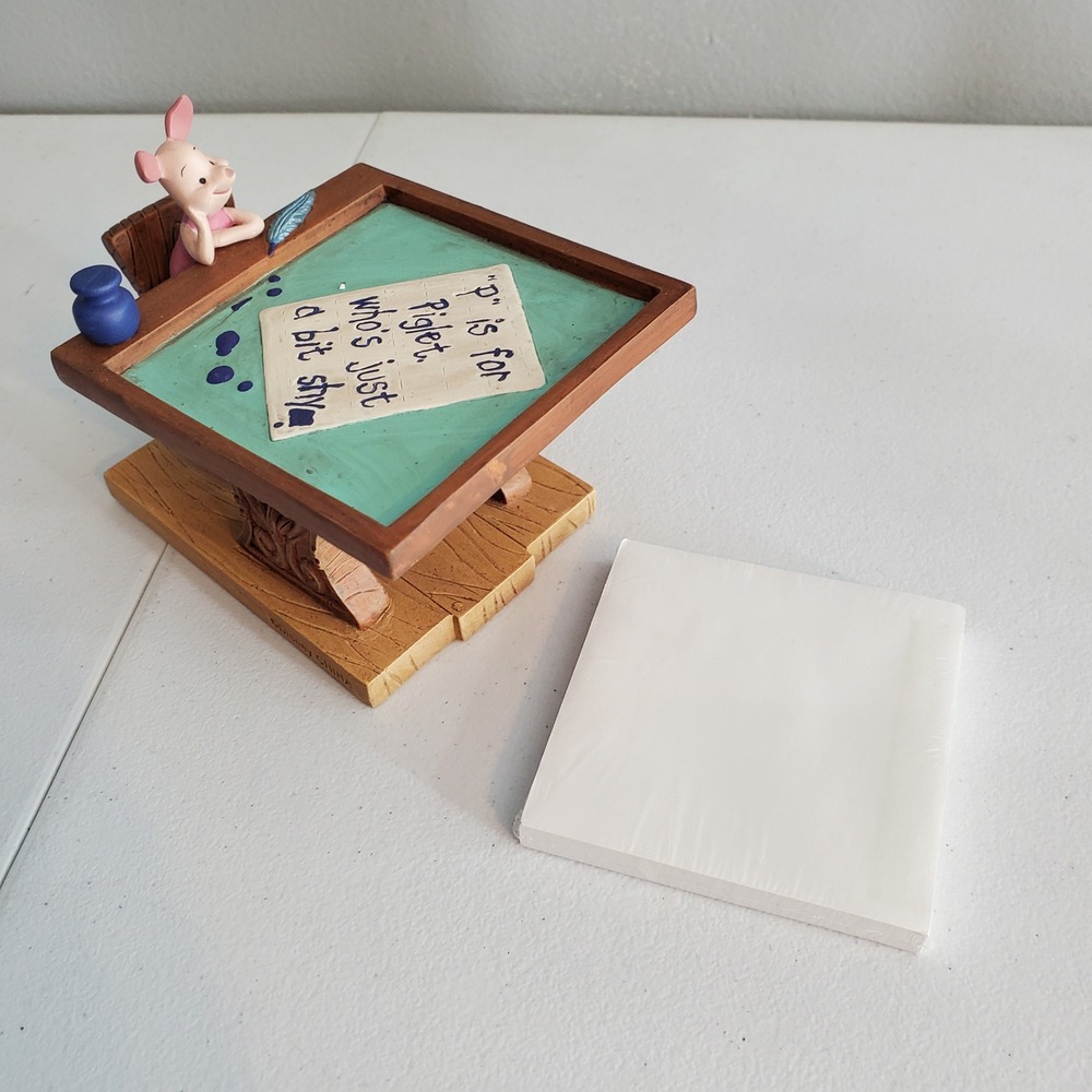 Disney Winnie the Pooh Piglet Memo Note Pad Holder Resin Desk Figurine School